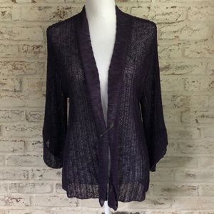 Eileen Fisher purple open front cardigan large l